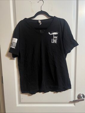 Nine Line Black V-Neck Short Sleeve Tee